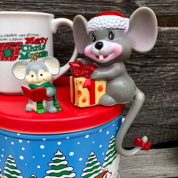 Christmas Vintage Mouse lot Xmas mice decor ornament 90s 80s a 7pc mixed lot β€οΈπ - Picture 3 of 12